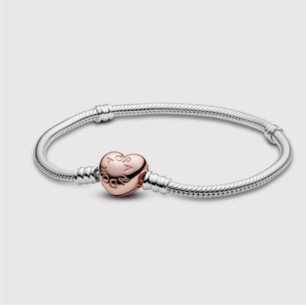 PANDORA Moments Heart Clasp Snake Chain Bracelet